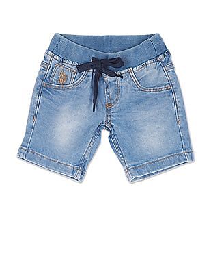 U S Polo Assn Kids Mid Rise Wash Denim Shorts