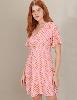 U S Polo Assn Women Polka Dot Print A-line Dress