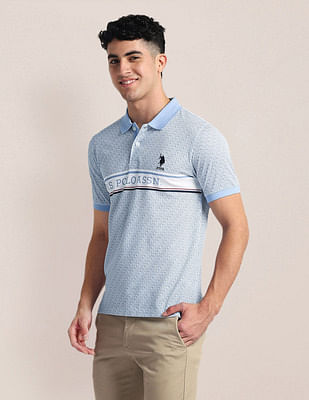 U S Polo Assn Brand Print Slim Fit Polo Shirt