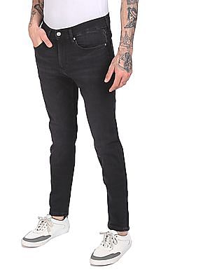 Calvin Klein Men Black Mid Rise Stone Wash Jeans