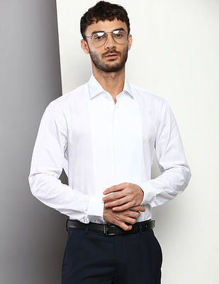 Calvin Klein Jeans Tuxedo Pleated Slim Fit Casual Shirt