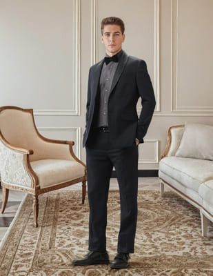 strapless open back dress Black Designer Party Wear Suit for Men main image 0