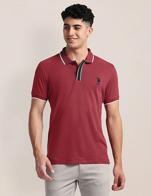 U S Polo Assn Striped Placket Slim Fit Polo Shirt