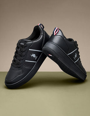 U S Polo Assn Men Regino Black Retro Court Sneakers