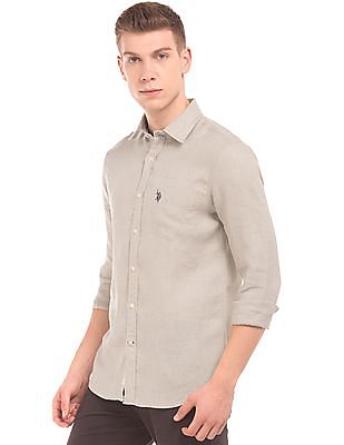 us polo white linen shirt