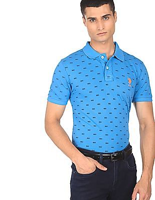 U S Polo Assn Pique Printed Polo Shirt