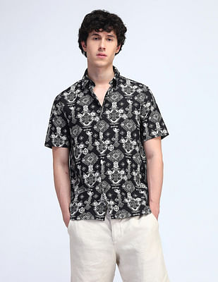 Flying Machine Printed Regular Fit Twill Shirt