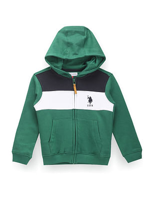 U S Polo Assn Kids Boys Colour Block Hooded Sweatshirt