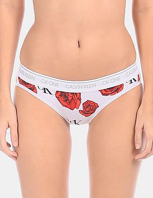 Buy Calvin Klein Underwear Women White And Red Allover Floral Print Stretch Bikini Briefs NNNOW