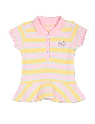 U S Polo Assn Kids Flared Hem Striped Polo Shirt