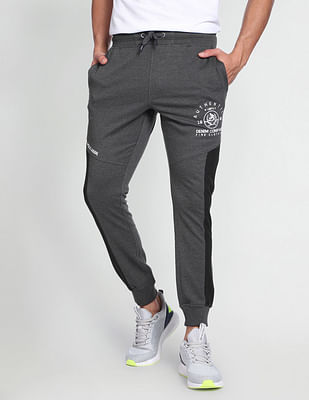 U S Polo Assn Denim Co Men Grey Elasticised Waist Panelled Joggers