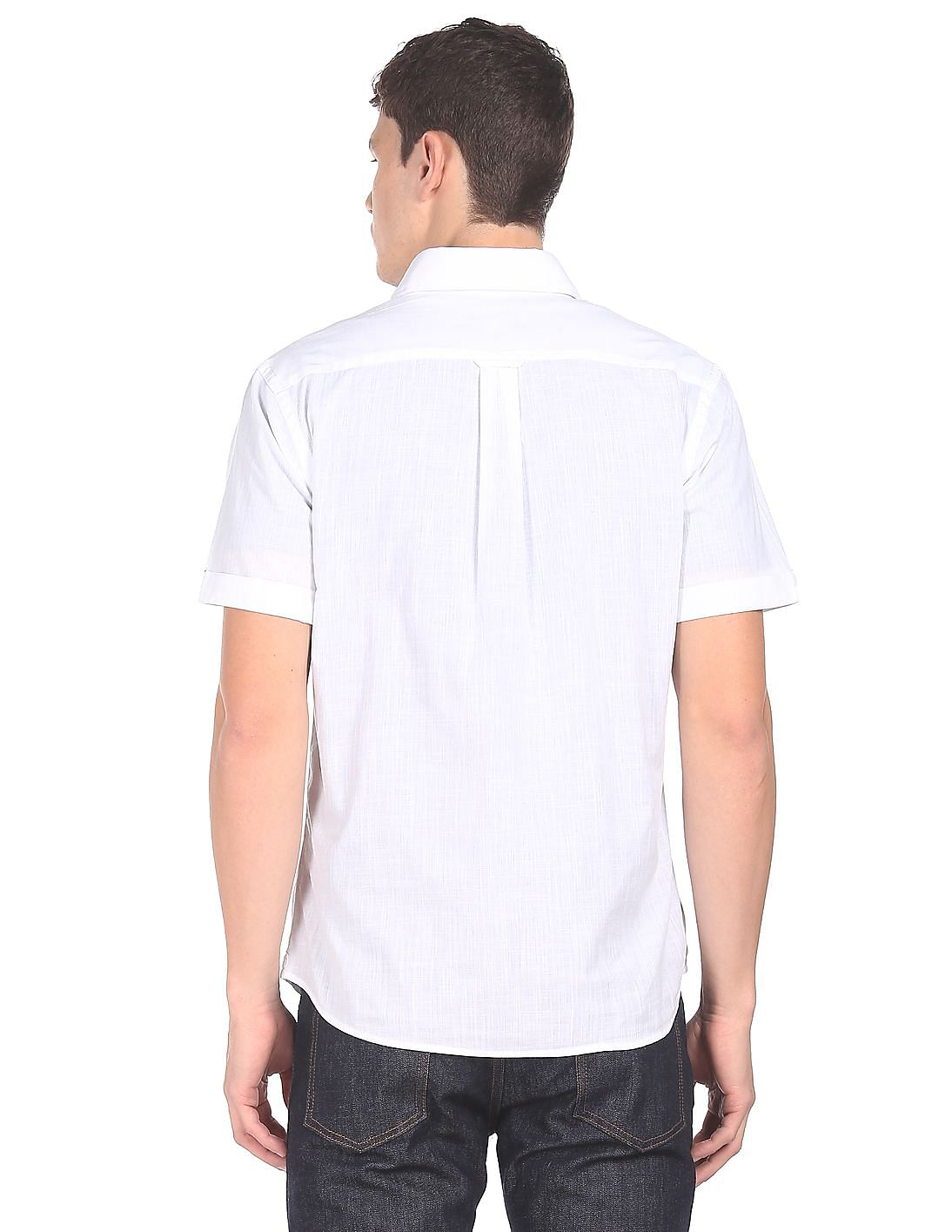Buy . Polo Assn. Men White Spread Collar Solid Casual Shirt 