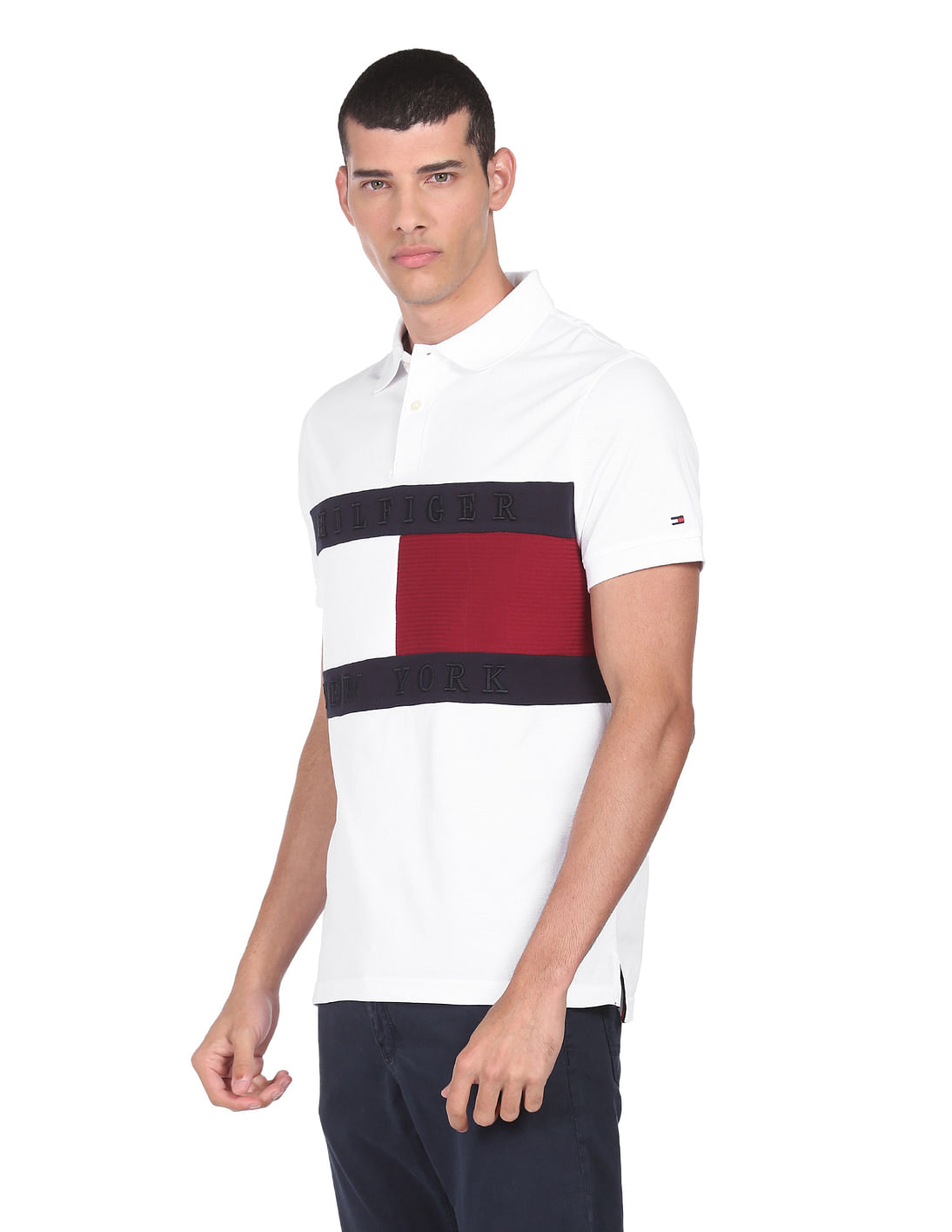 Buy Tommy Hilfiger Men White Structure Flag Organic Cotton