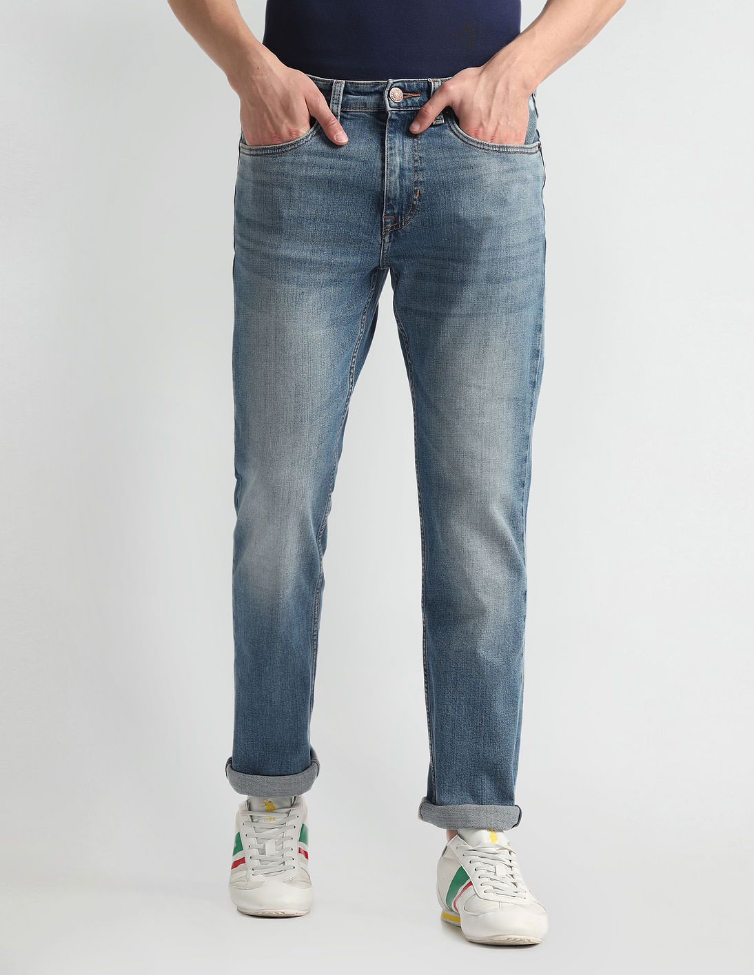 Buy U.S. Polo Assn. Denim Co. Harold Slim Straight Fit Blue Jeans ...