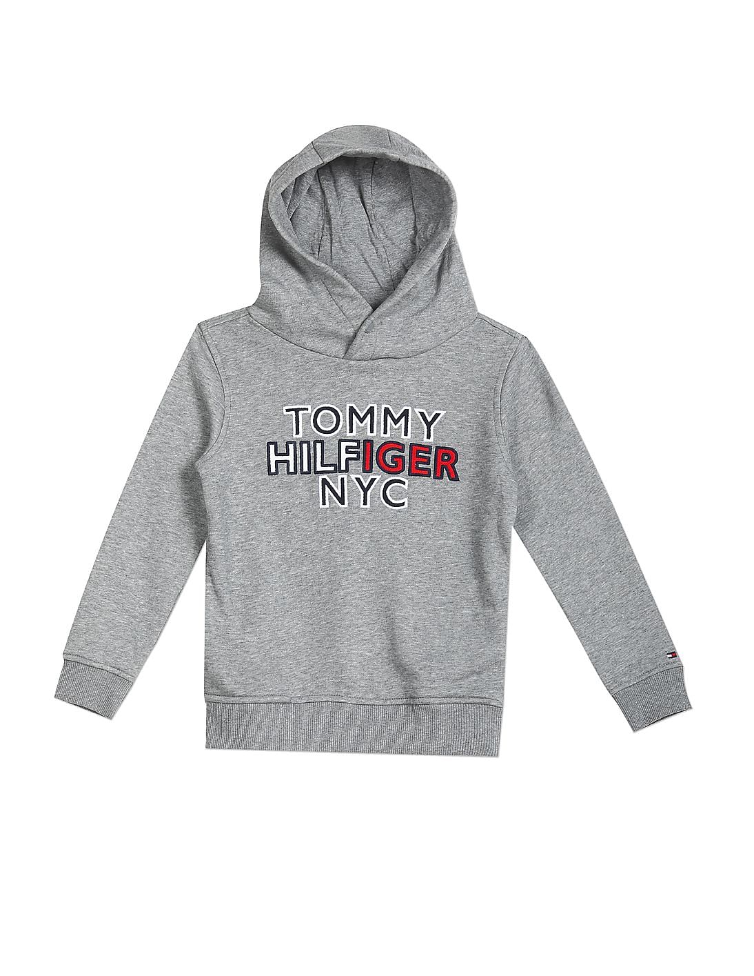 loterij verkwistend enthousiasme Buy Tommy Hilfiger Kids Boys Grey Embroidered Logo Hooded Sweatshirt -  NNNOW.com