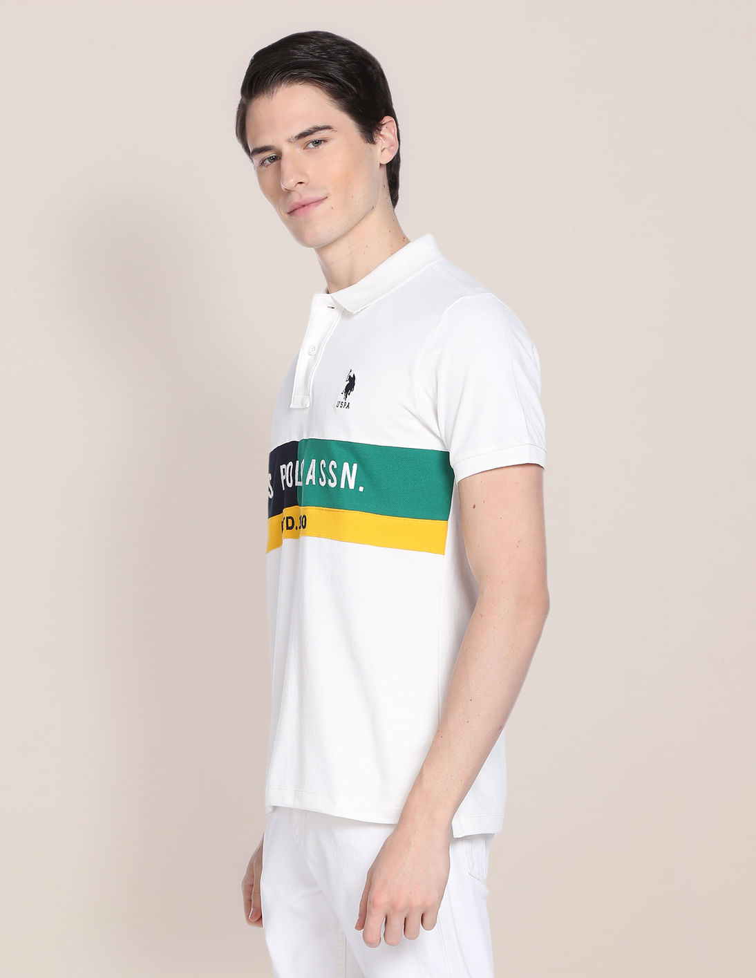 Buy U.S. Polo Assn. Panelled Brand Embroidery Polo Shirt