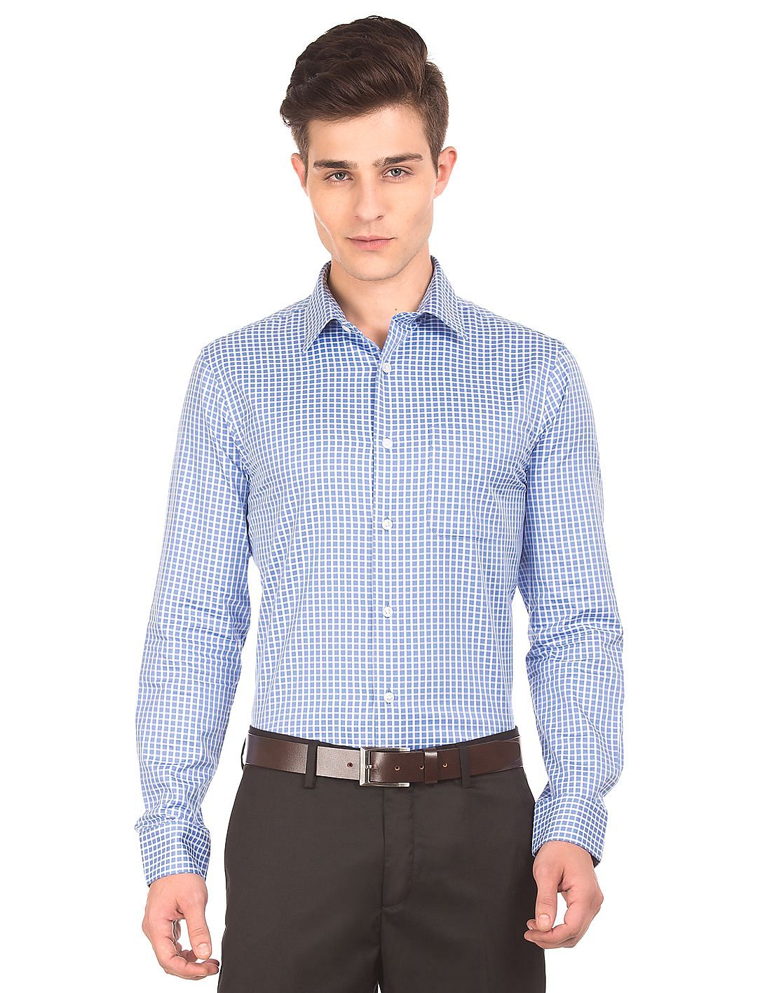 Buy USPA Tailored Men Jacquard Check Shirt - NNNOW.com