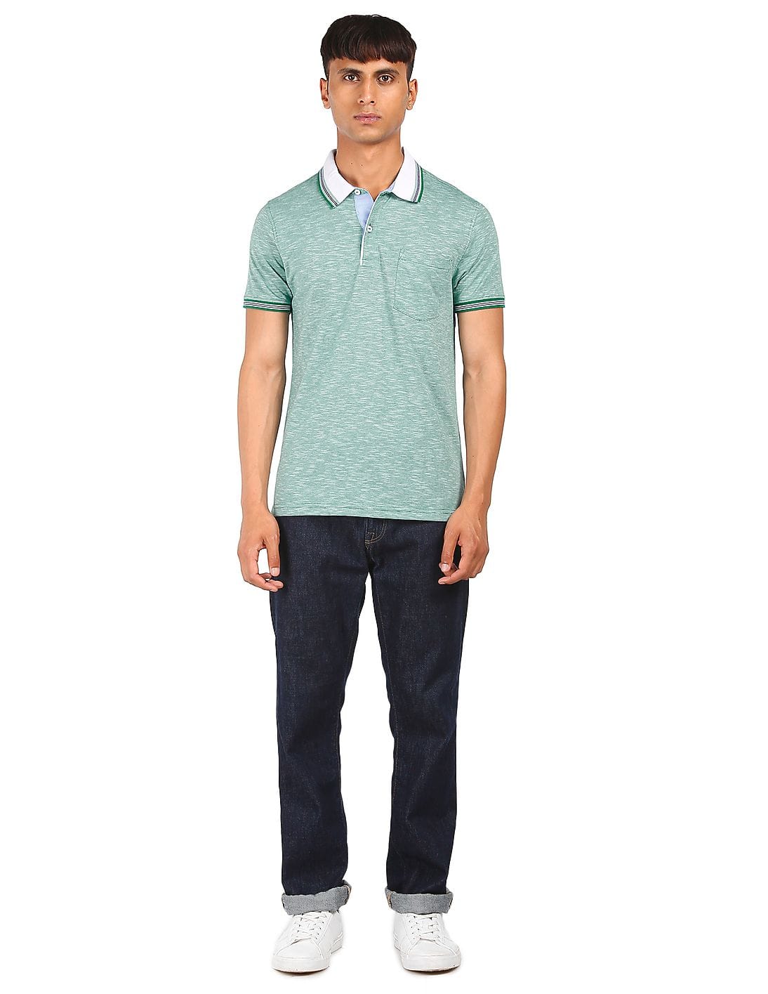 Green Heathered Patch Pocket Polo 