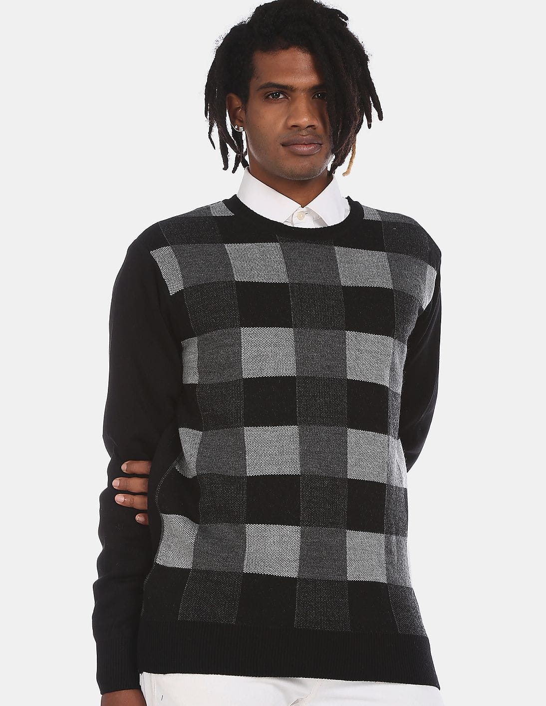 mens checkered sweater