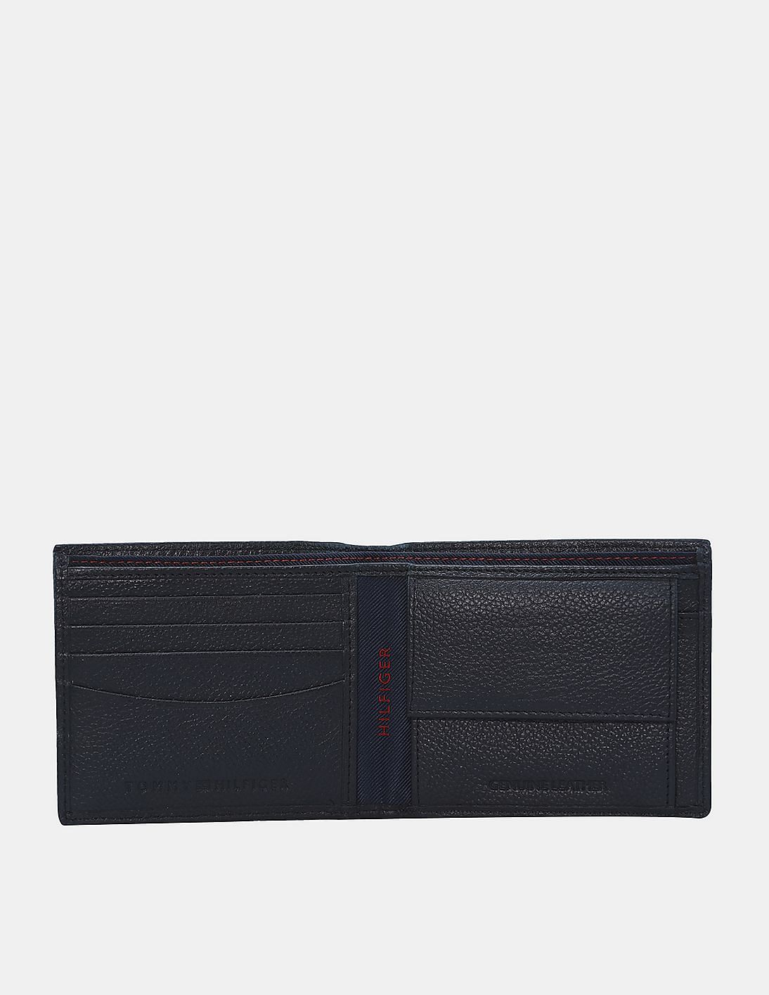 Buy Tommy Hilfiger Men Black Indo Saffiano Leather Texture B-Fold Wallet -  NNNOW.com