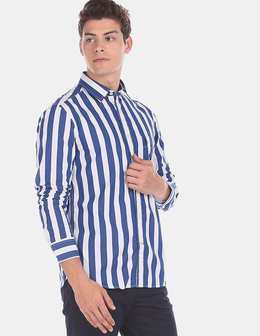  Blue And White Striped Shirt