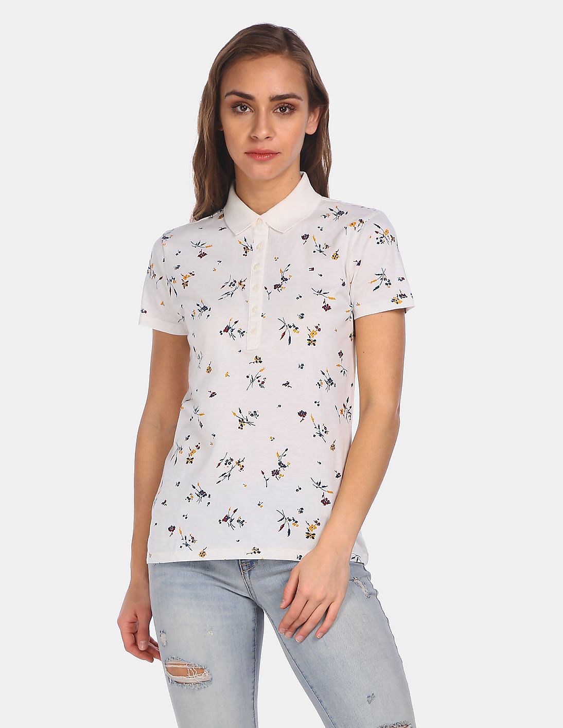 Buy Tommy Hilfiger Women White June Jersey Printed Polo