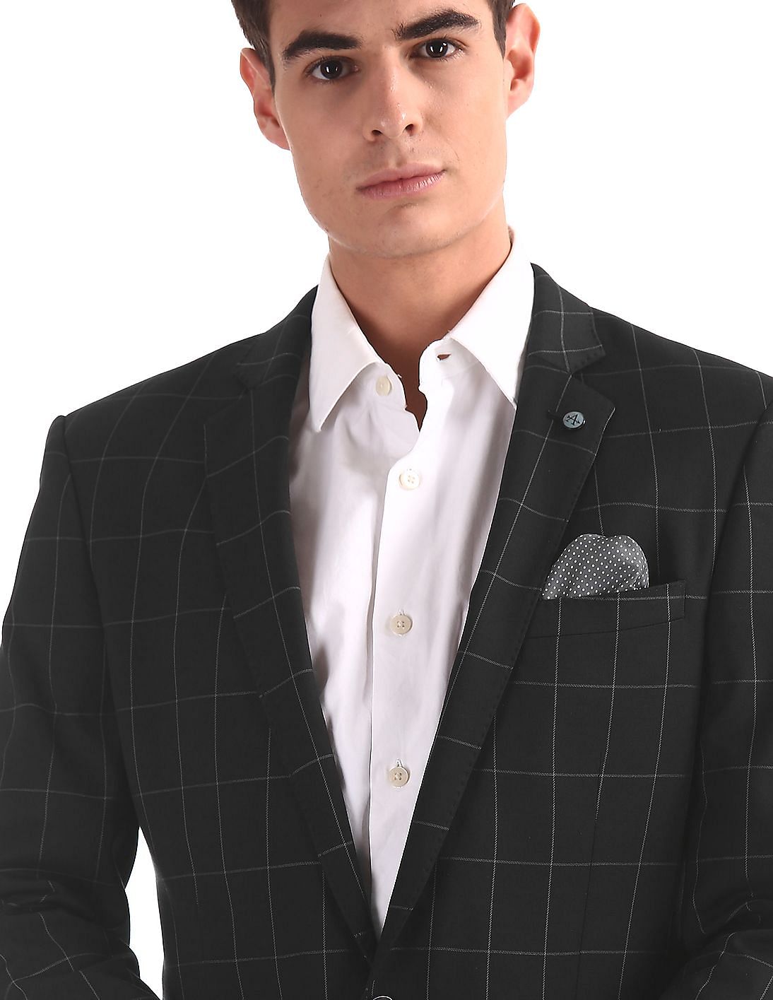 Buy Designer Grayish Brown Checked Tuxedo Suit | Manav Ethnic
