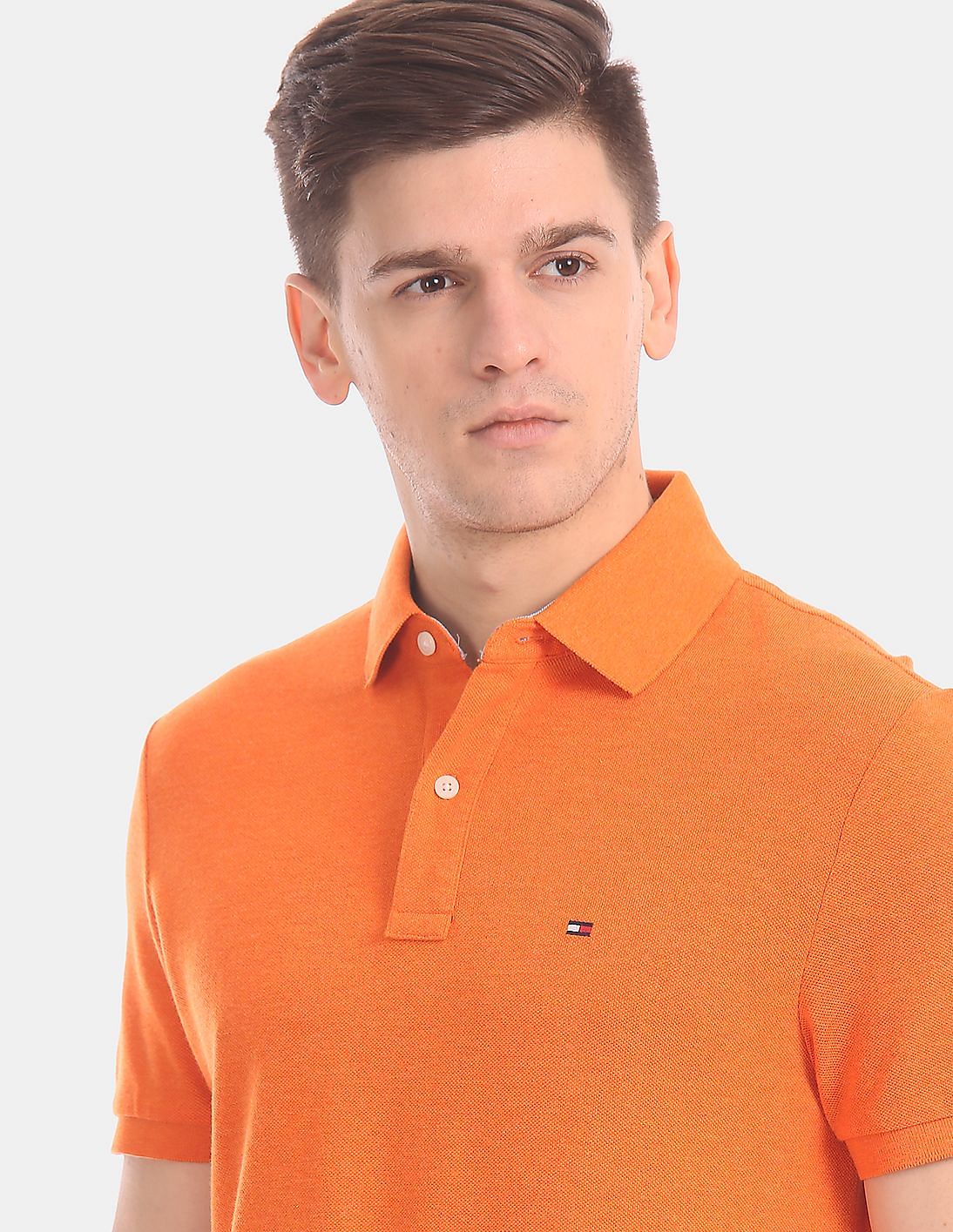 orange tommy hilfiger polo shirt