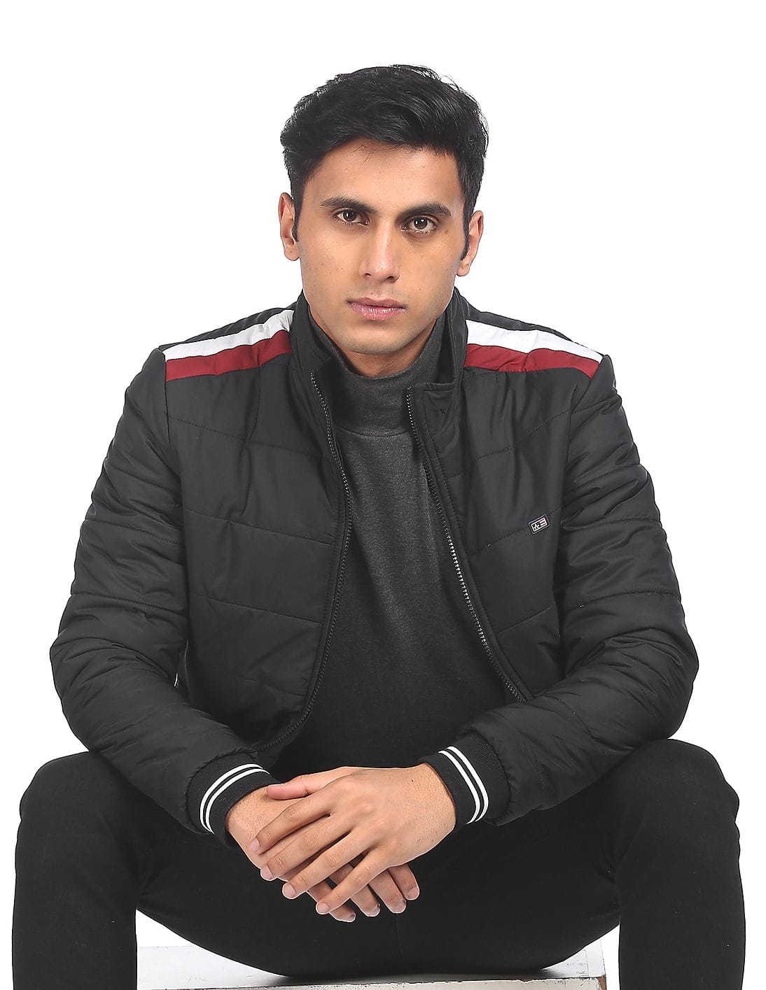 Buy Arrow High Neck Striped Tape Jacket