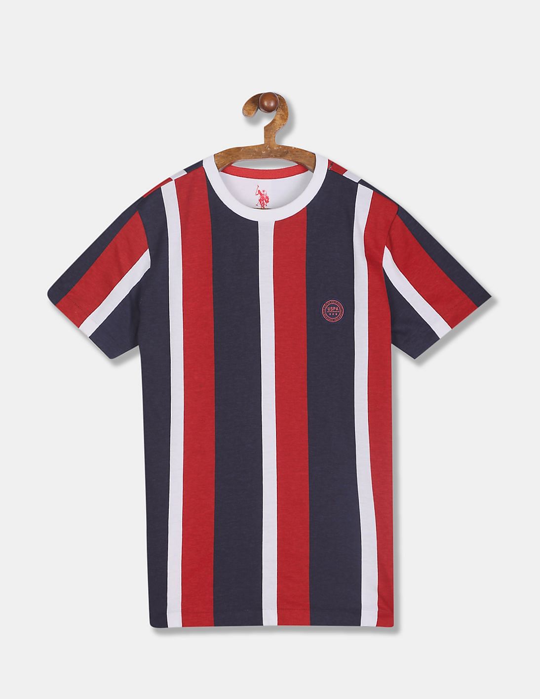 Buy U.S. Polo Assn. Kids Boys Red And Navy Crew Neck Stripe T-Shirt ...