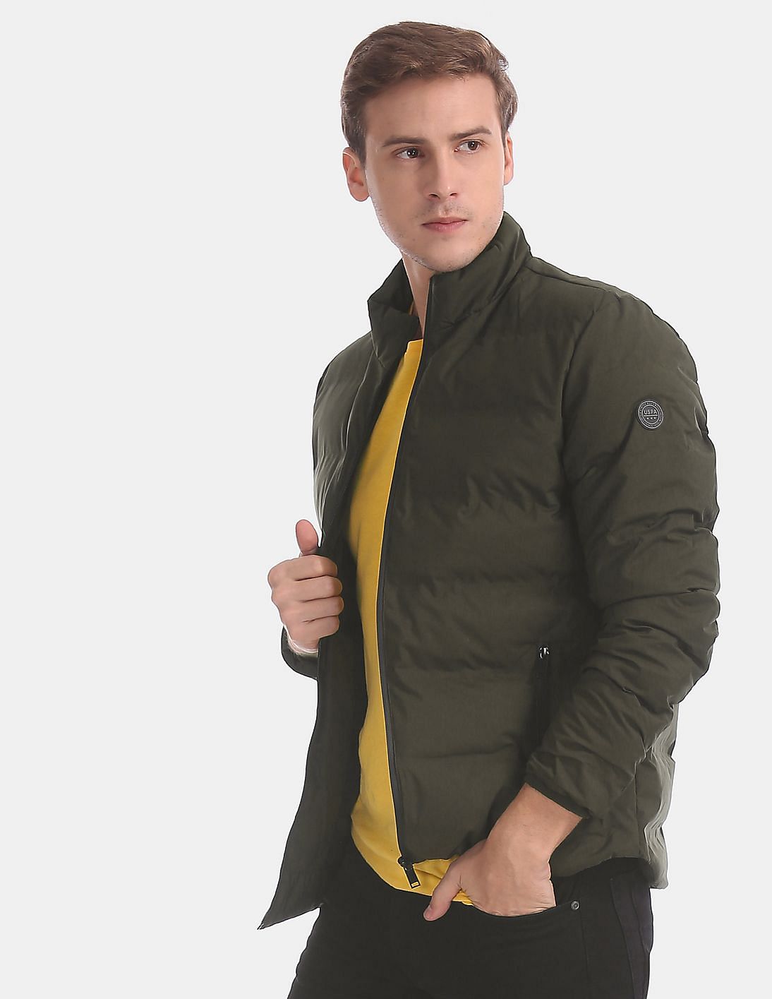 Buy Men Green High Neck Zip Up Jacket online at NNNOW.com