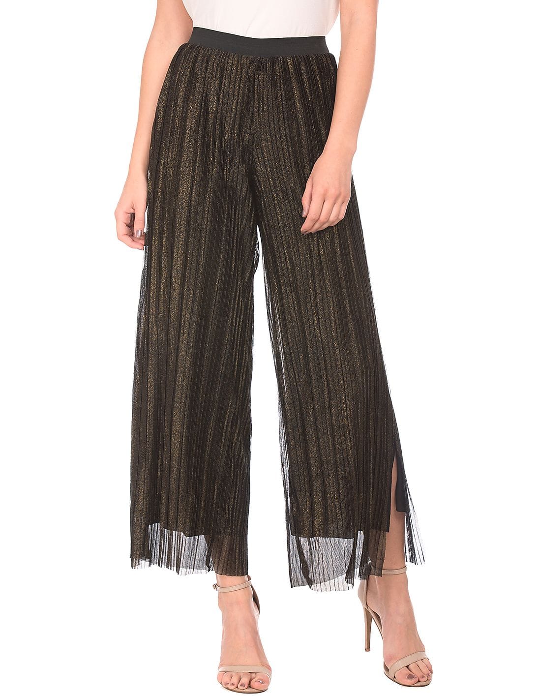 Buy Elle Studio Accordion Pleated Split Hem Pants