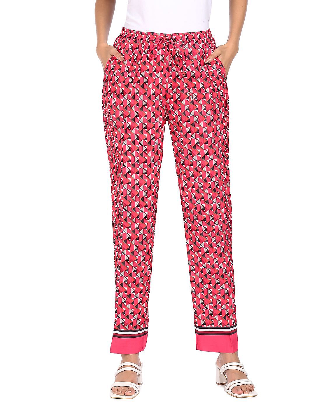 ladies printed tapered trousers