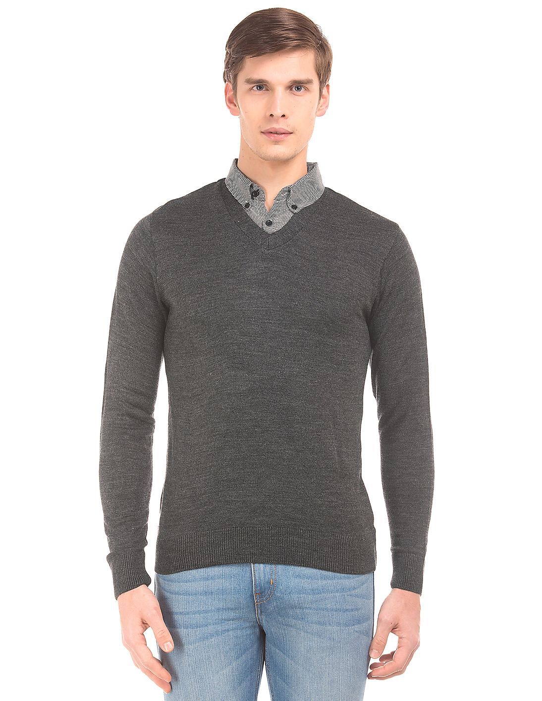 Buy Ruggers Sweater With Attached Shirt Collar - NNNOW.com