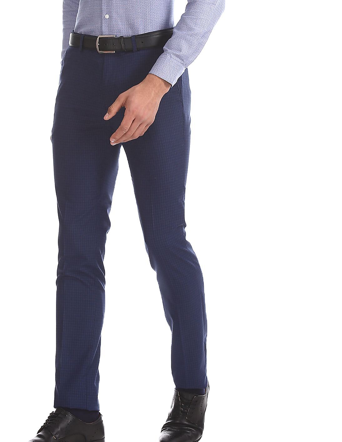 Buy Arrow Slim Fit Check Trousers - NNNOW.com