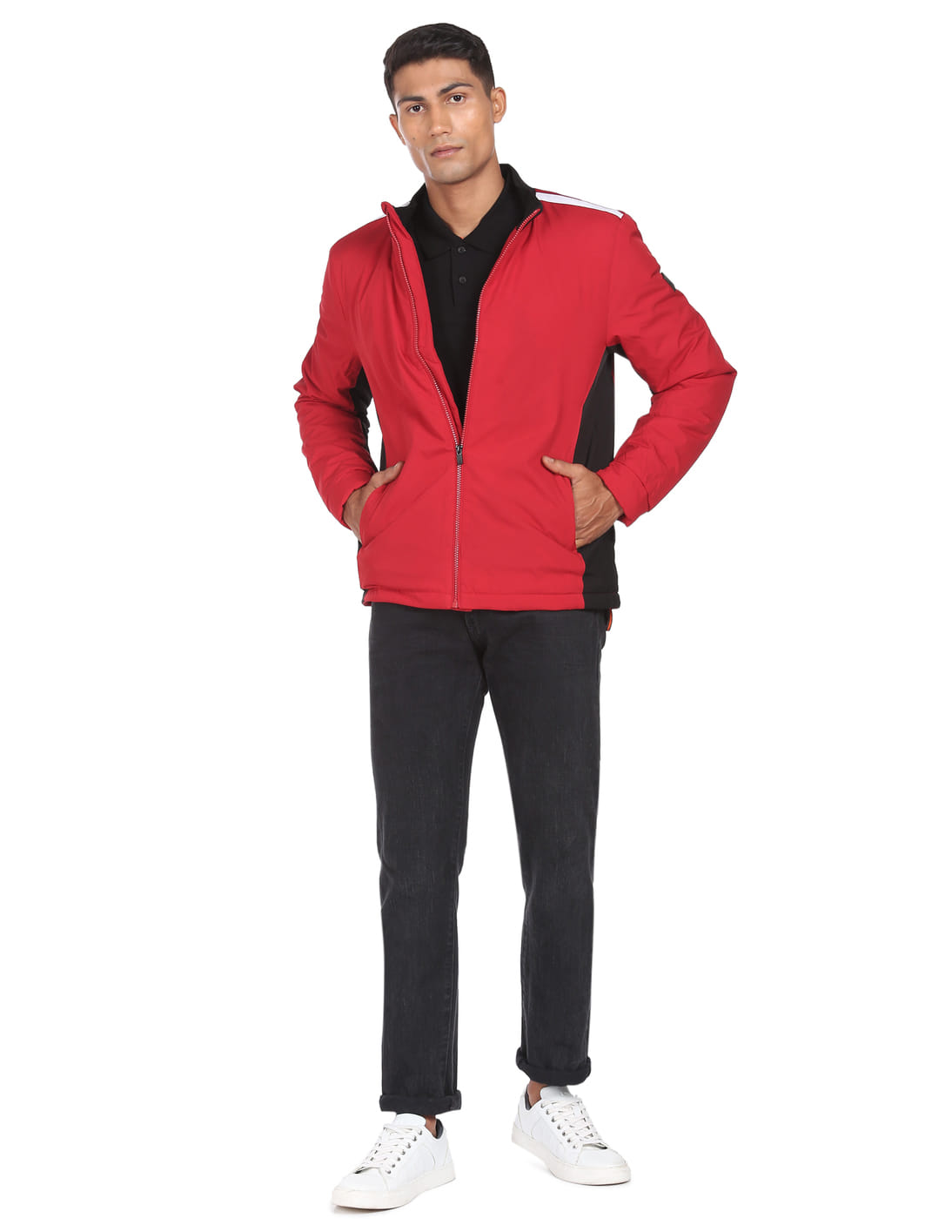 Buy Arrow Sports High Neck Zip Up Colour Block Padded Jacket
