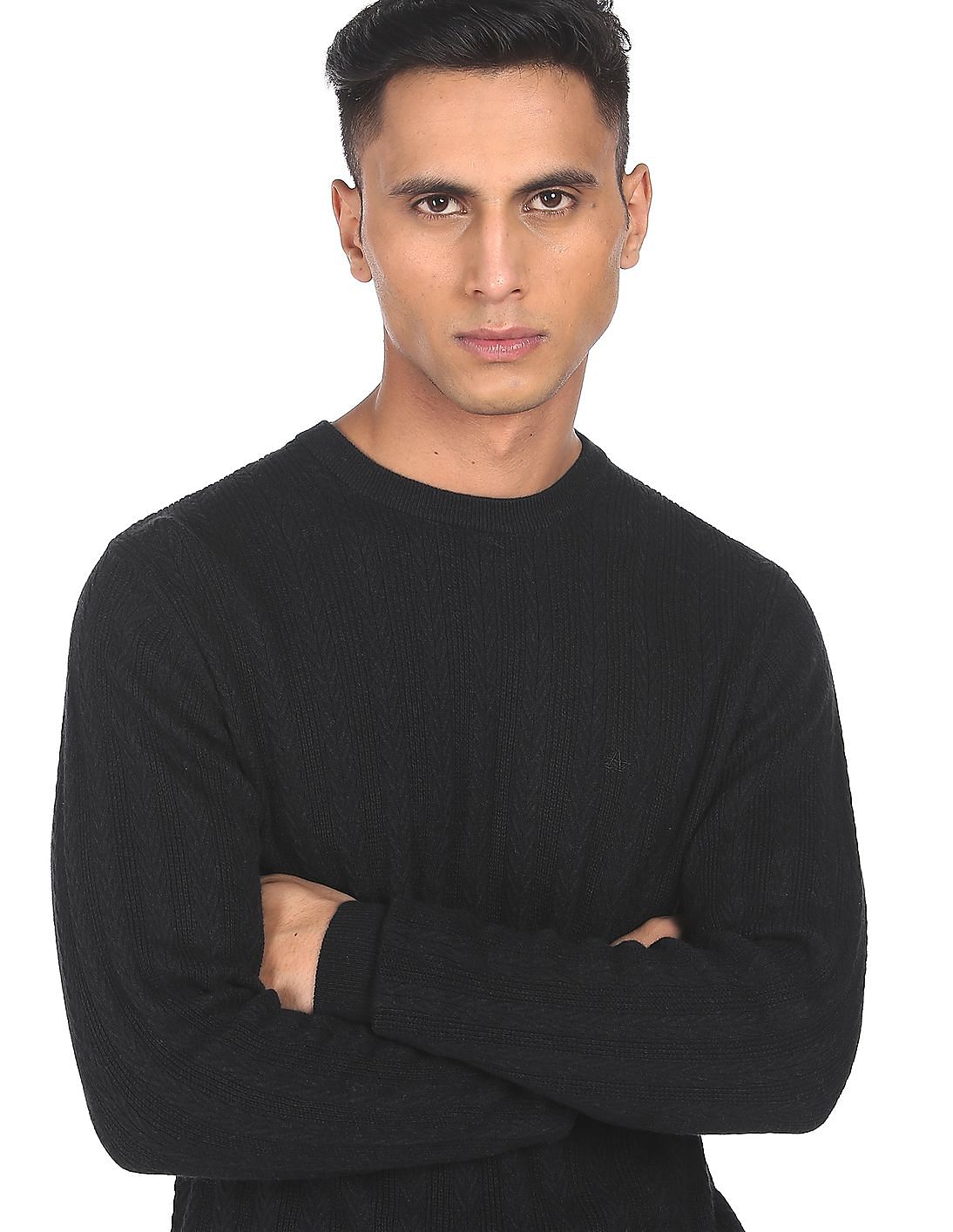 mens black round neck jumper