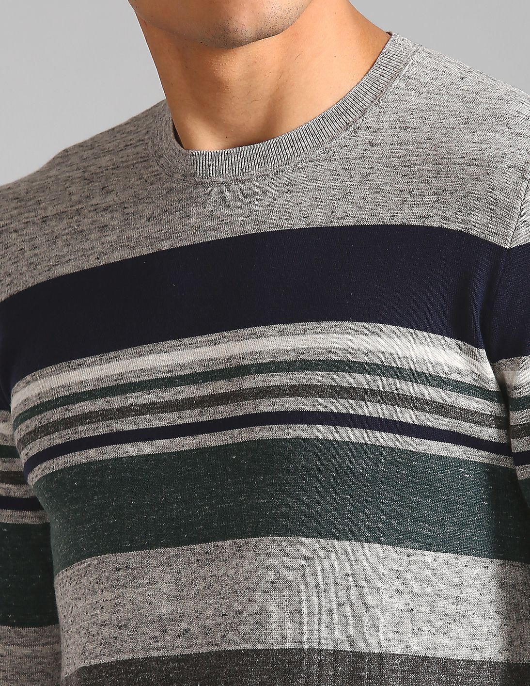 Buy GAP Men Grey Striped Crew Neck Sweater - NNNOW.com