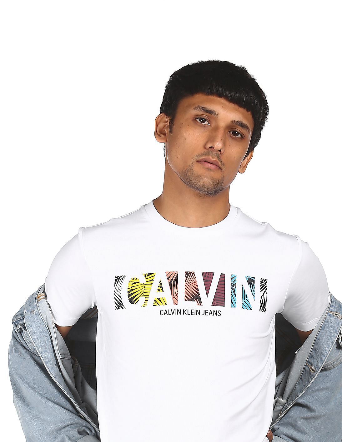 Buy Calvin Klein Men White Crew Neck Printed T-Shirt 