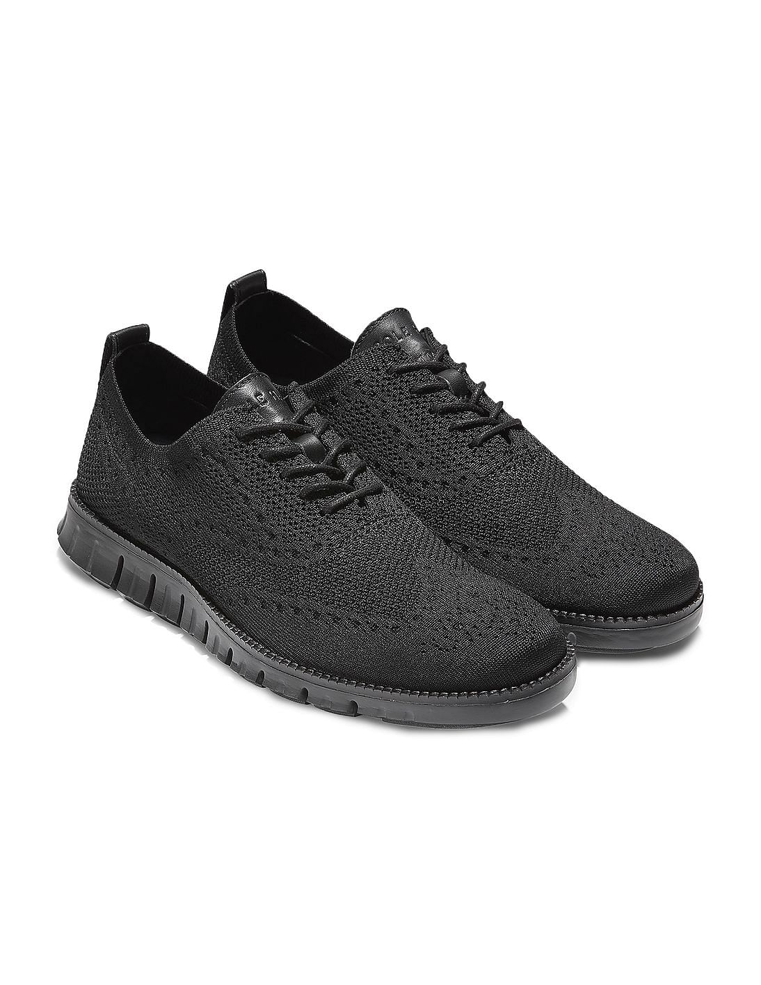 Buy Cole Haan Men Black Knit Zerogrand Stitchlite Oxford Sneakers NNNOW