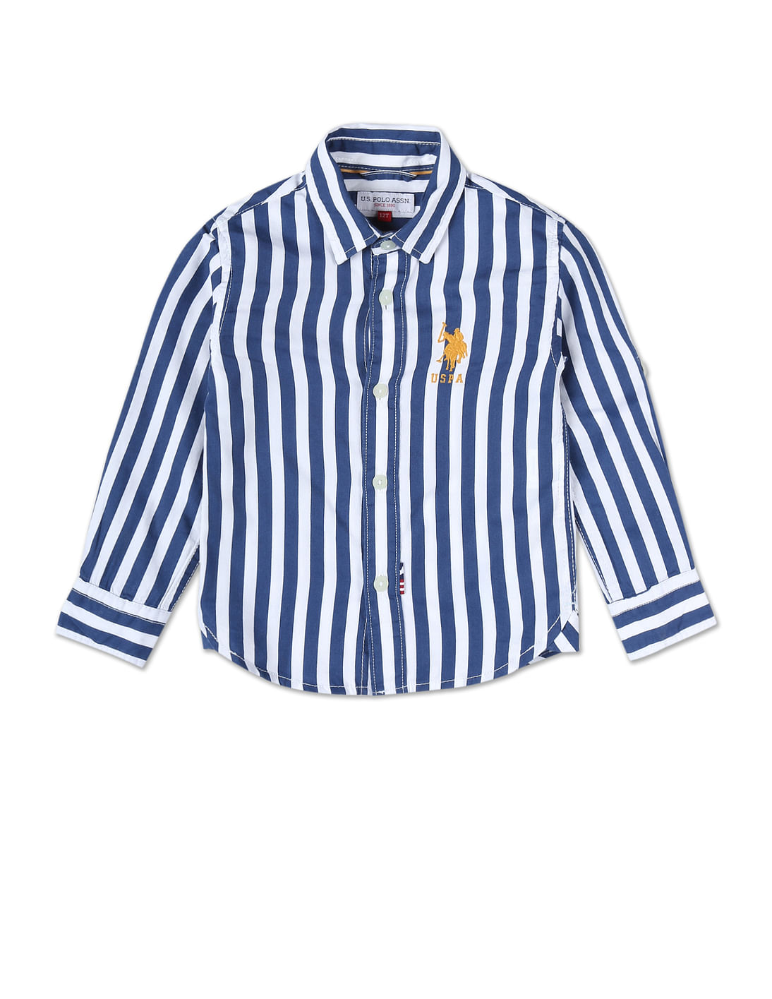 Buy U.S. Polo Assn. Kids Boys Vertical Stripe Spread Collar Shirt ...