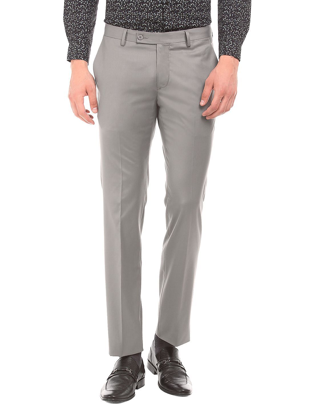 Buy Arrow Slim Fit Flat Front Trousers - NNNOW.com