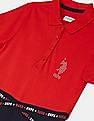 U.S. Polo Assn. Kids Girls Red And Navy Brand Tape Colour Block T-Shirt Dress