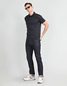 Arrow Motif Print Cotton Polo Shirt
