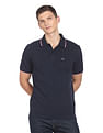 Arrow Sports Striped Collar Pique Cotton Solid Polo Shirt