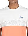 Aeropostale Men White And Peach Cotton Colour Block T-Shirt