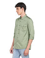 Flying Machine Solid Spread Collar Cotton Shirt