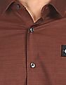 Calvin Klein Men Brown French Placket Textured Casual Shirt
