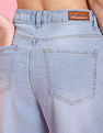 Flying Machine Women High Rise Distressed Split Hem Wide Leg Jeans