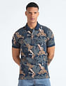 Flying Machine Tropical Print Pique Polo Shirt